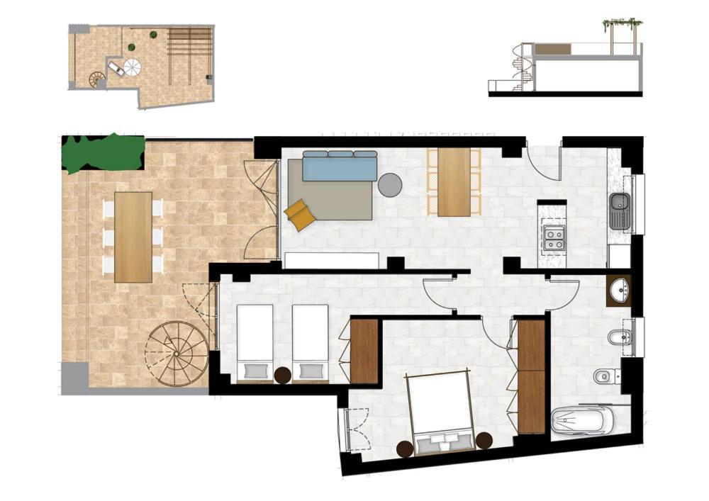 Apartamento de 2 dormitorios en el ático